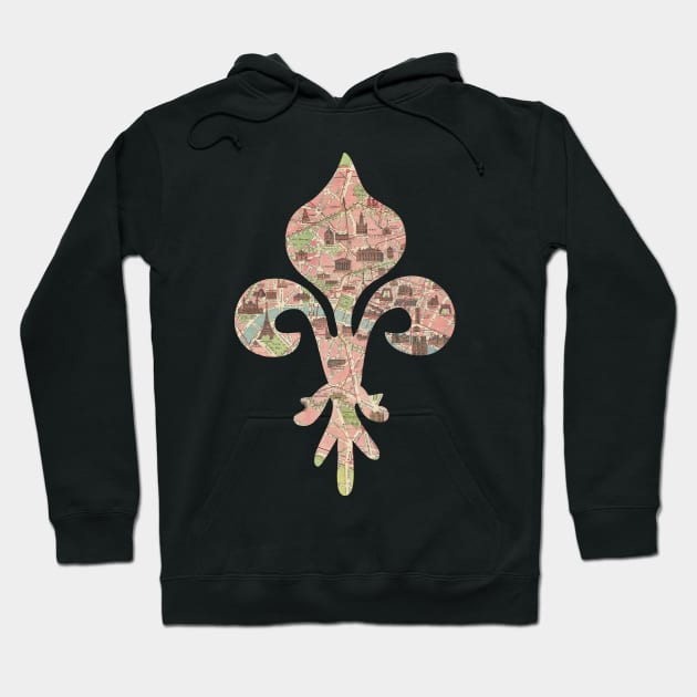 Fleur-de-lis cut from 1911 Paris Monuments Map Hoodie by tsd-fashion